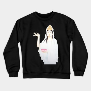 Kwan Yin, Goddess of Love and Compassion- Pink Crewneck Sweatshirt